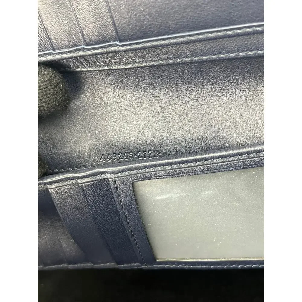 Gucci Microguccissima Navy Blue Leather Continental Wallet Long Bifold 449245